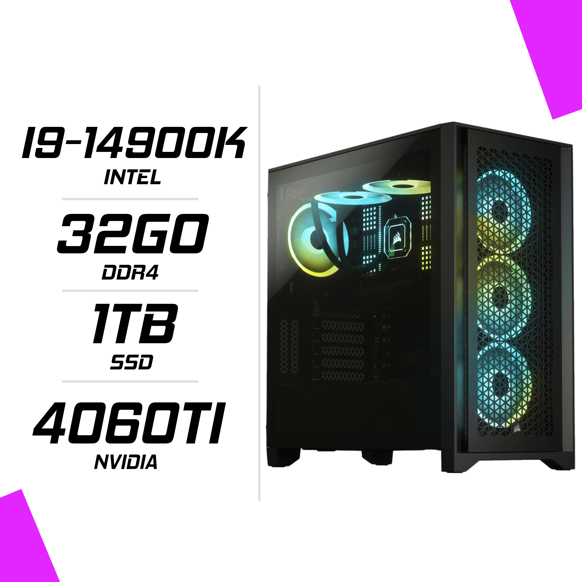 PC Gamer Intel I9 14900K RTX 4060TI